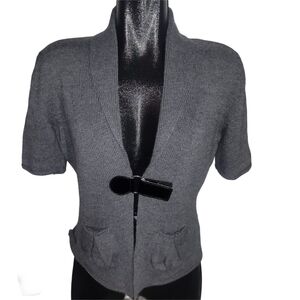 Simons Importation D'Italia Gray Knit Wool Blend Short Sleeve Cardigan L